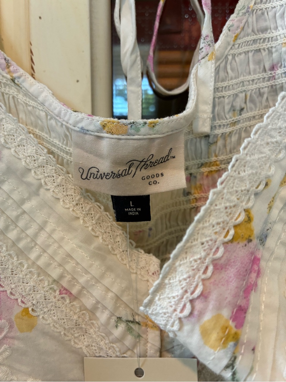 Universal Thread White Floral Peasant Blouse with Pink Accents - Picture 3 of 3